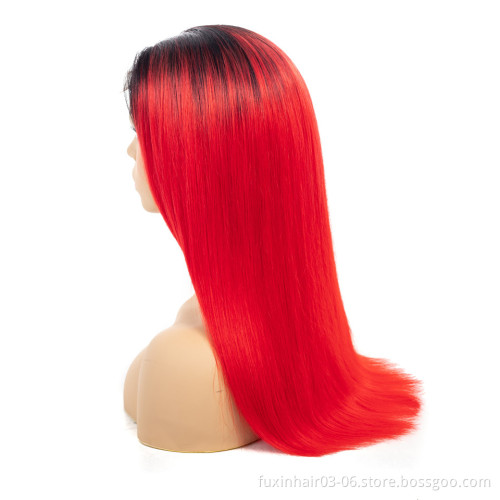 Red Human Hair Hd Lace Front Wig Brazilian Human Hair Lace Front Ombre Dark Black Red Wig Deep Wave Lace Frontal Wig Red